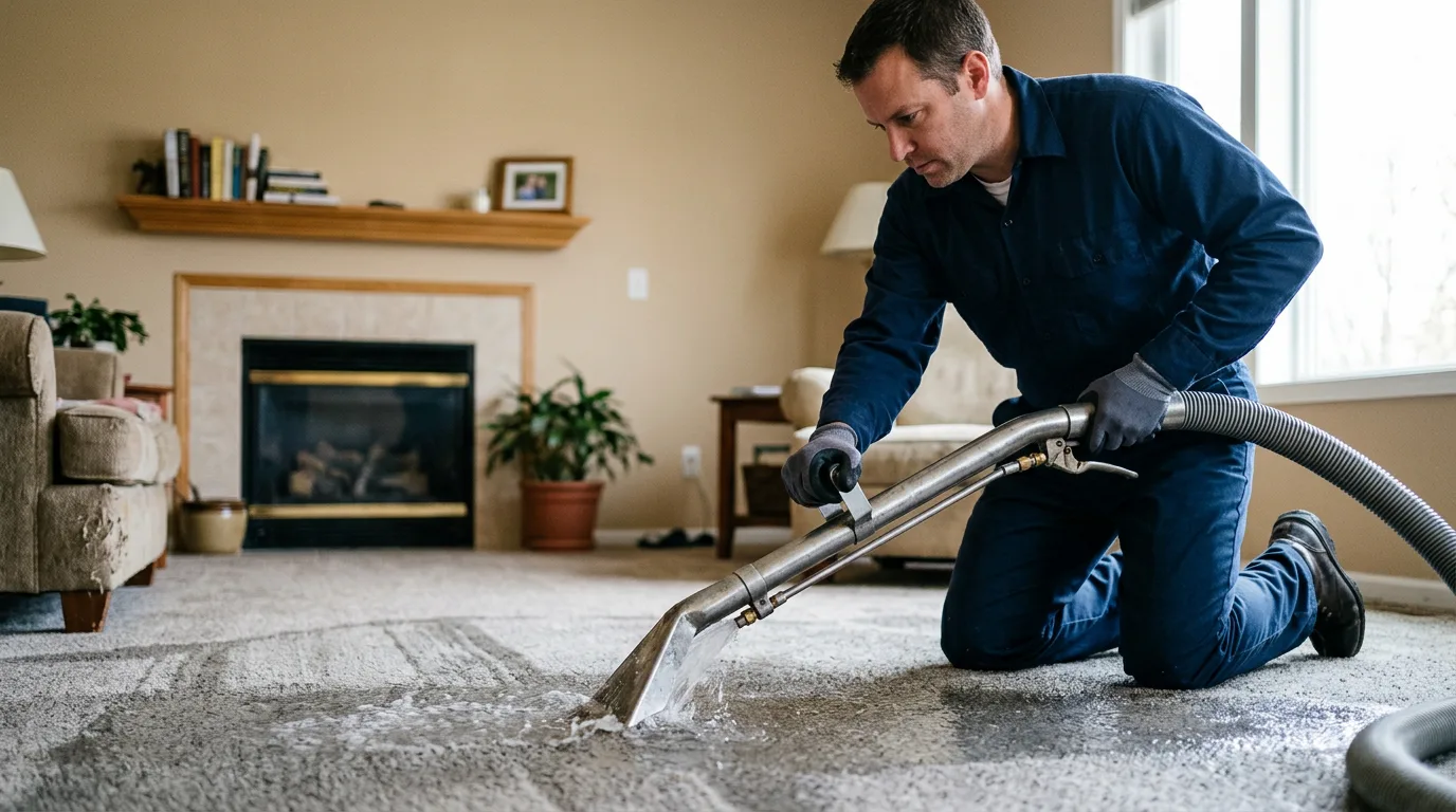 Water damage restoration technician working near Minden, NE